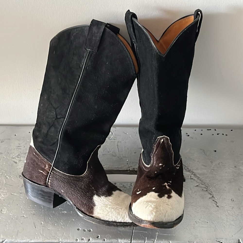 Vintage Cowhide Calf Hair Cowboy Boots